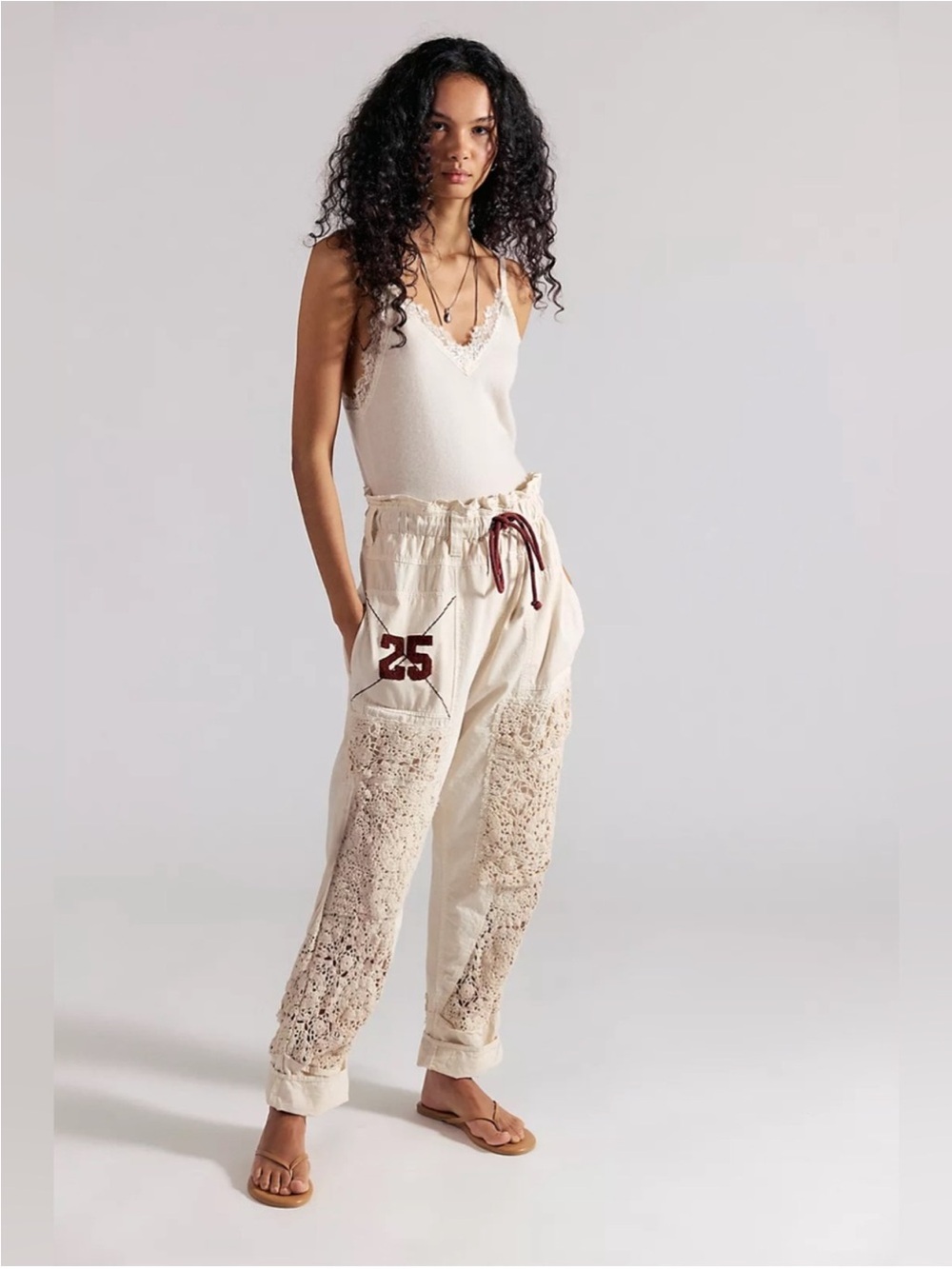 Free People: Rockaway Craft Panel Pants In Birch| NWT